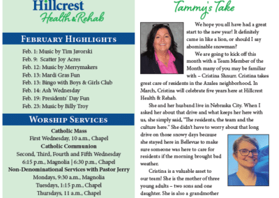 Hillcrest Health & Rehab Newsletters & Calendars