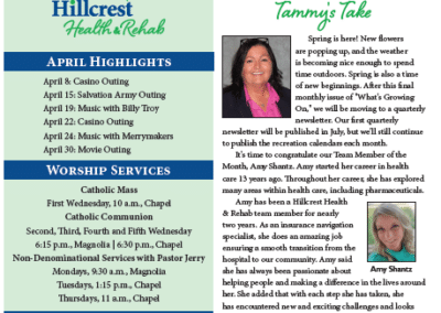 Hillcrest Health & Rehab Newsletters & Calendars