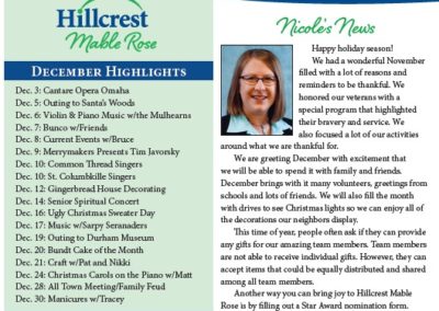 Hillcrest Mable Rose Newsletters & Calendars